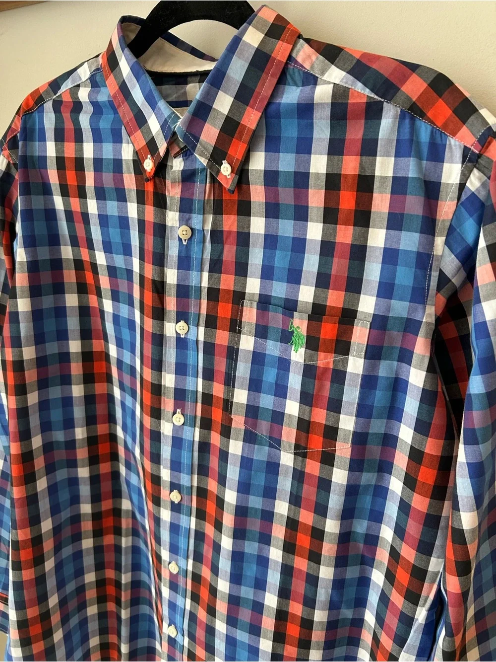 US Polo Assn Plaid Button Down Shirt Preppy Coastal Dadcore Men’s Large - Picture 3 of 14